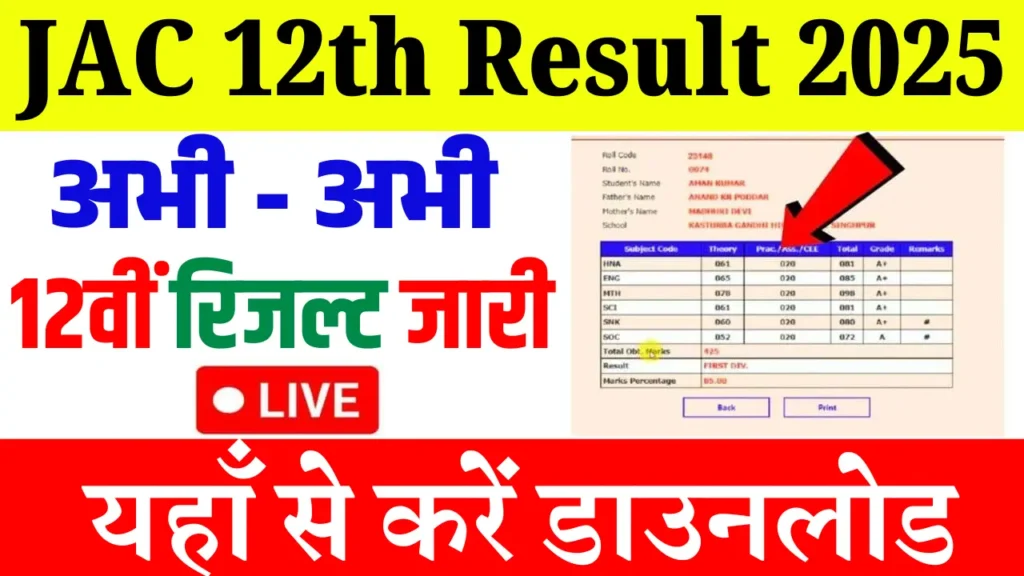 @jacresults.com JAC 12th Result 2025 Today, Jharkhand Board 12th Result 2025 @jacresults.com