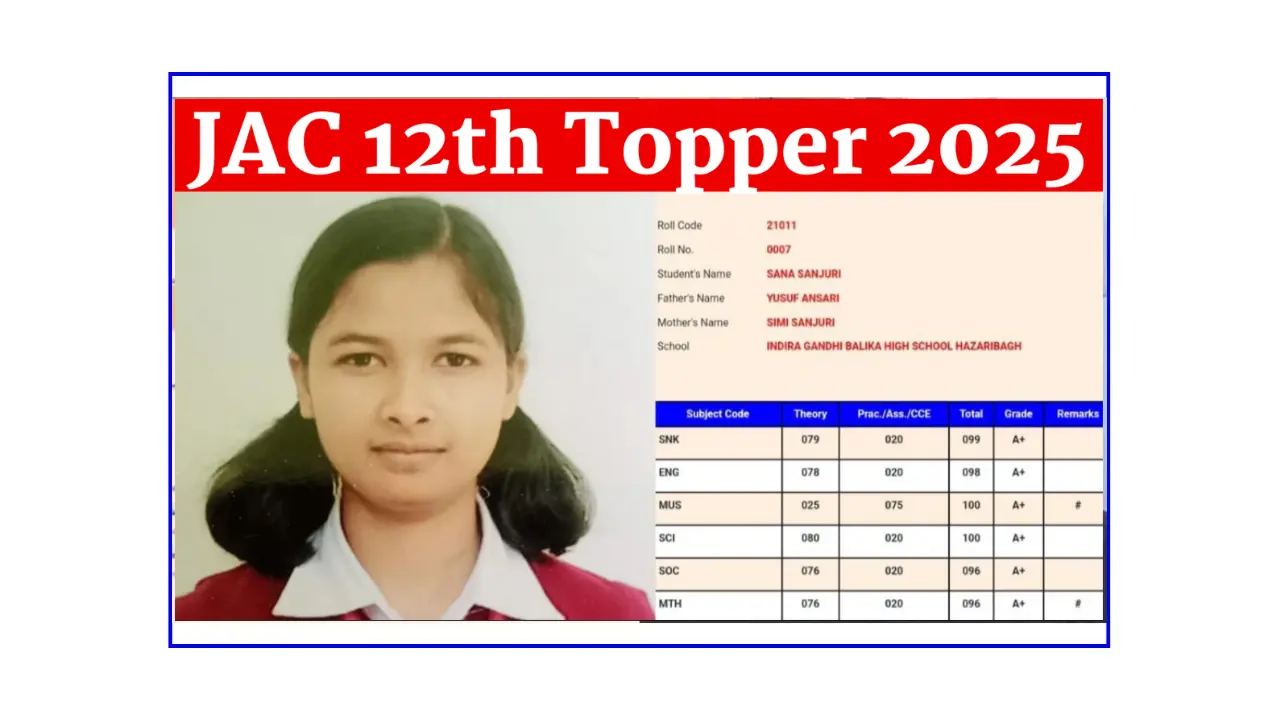 JAC 12th Topper List 2025 OUT @jacresults.com : Check Jharkhand Board 12th Topper List 2025 @jacresults.com