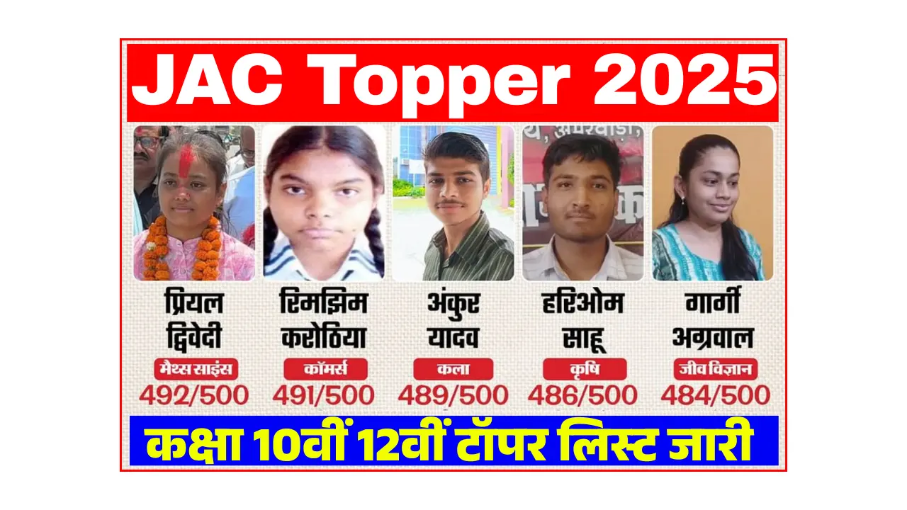 Jharkhand Board Toppers List 2025 : Check Jharkhand Board Class 10th 12th District Wise Toppers List, Pass Percentage @jacresults.com