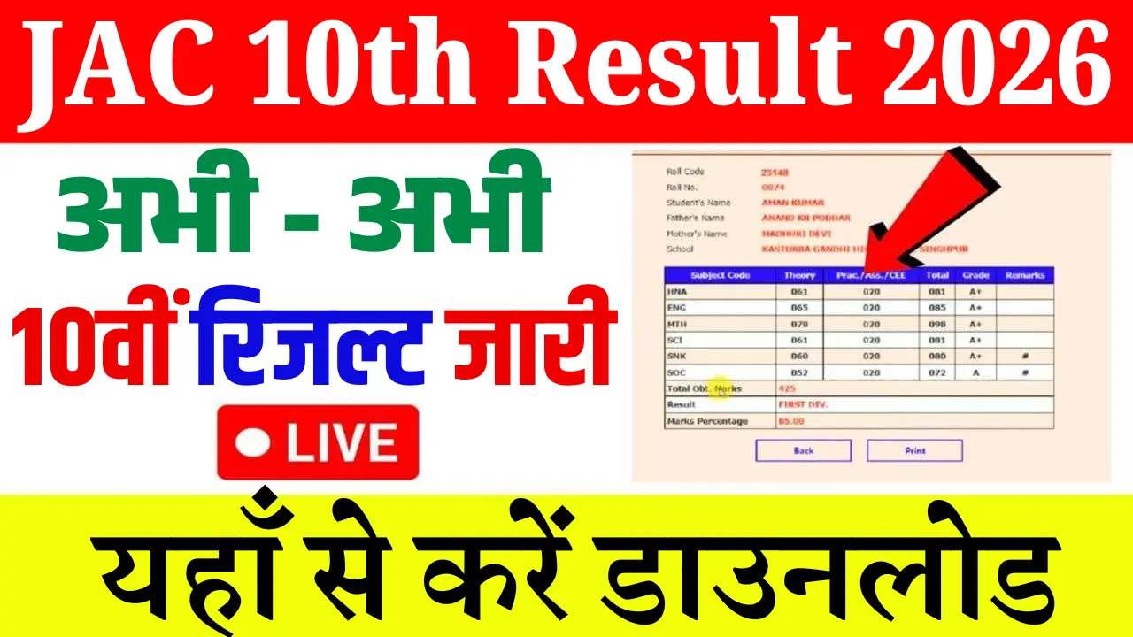 @jacresults.com JAC 10th Result 2026 Today, Jharkhand Board 10th Result 2026 @jacresults.com